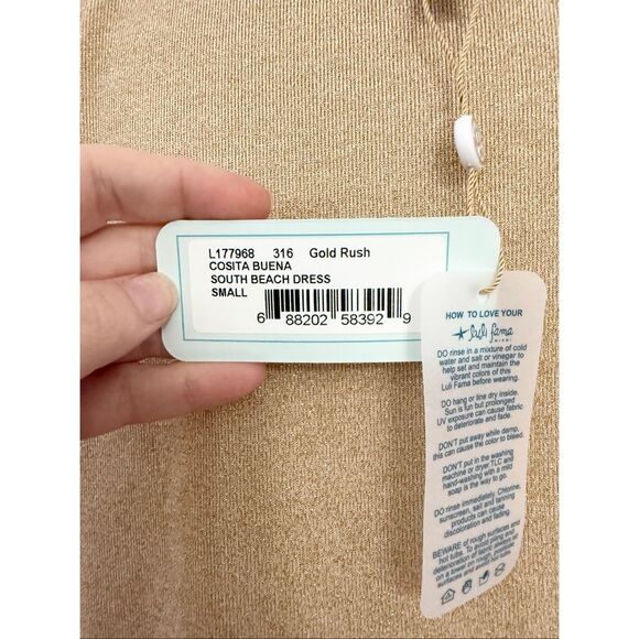 Luli Fama Cosita Buena South Beach Dress Cover Up Metallic Gold Rush Small NWT - Picture 4 of 7